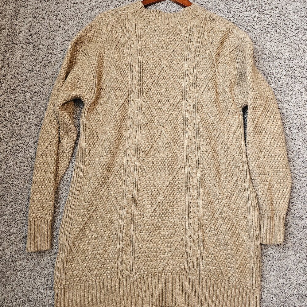 Cable Knit Sweater Dress in Khaki size Medium